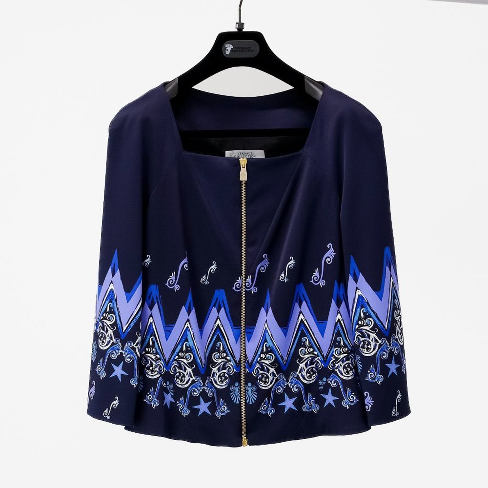 Versace Collection Zig Zag Graphic Navy Jacket